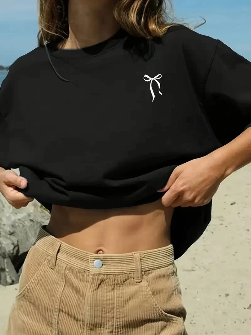 fiyonk Ön Arka baskılı siyah oversize unisex Kısa Kol t-shirt- Siyah