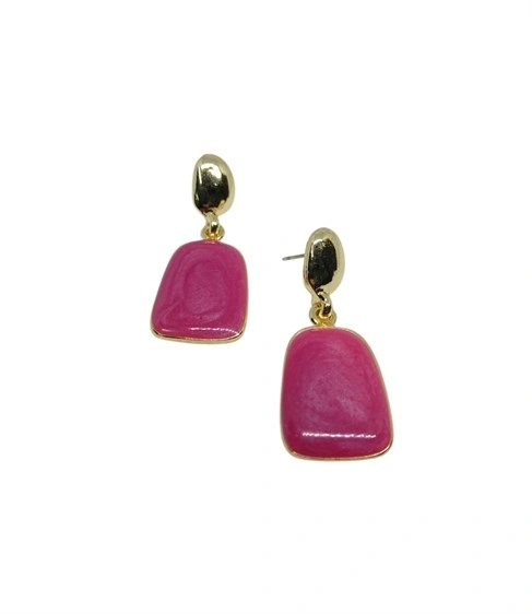 Gold Pembe Mineli Vidalı 4lü Küpe Seti