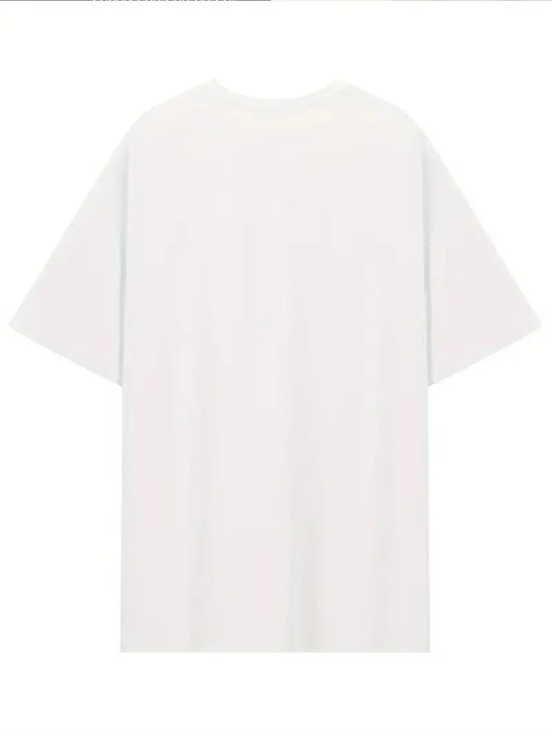 [Günlük T-Shirt] Hafif Kadın Günlük T-Shirt | Bol Kesim, Kısa Kollu, Yuvarlak Yaka, Eğlenceli Karikatür Ayı ve Umrumda Değil Baskı - Günlük Stil, İlkbahar/Yaz- Beyaz