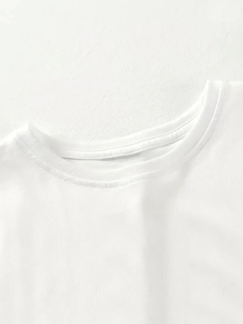 [Günlük T-Shirt] Hafif Kadın Günlük T-Shirt | Bol Kesim, Kısa Kollu, Yuvarlak Yaka, Eğlenceli Karikatür Ayı ve Umrumda Değil Baskı - Günlük Stil, İlkbahar/Yaz- Beyaz
