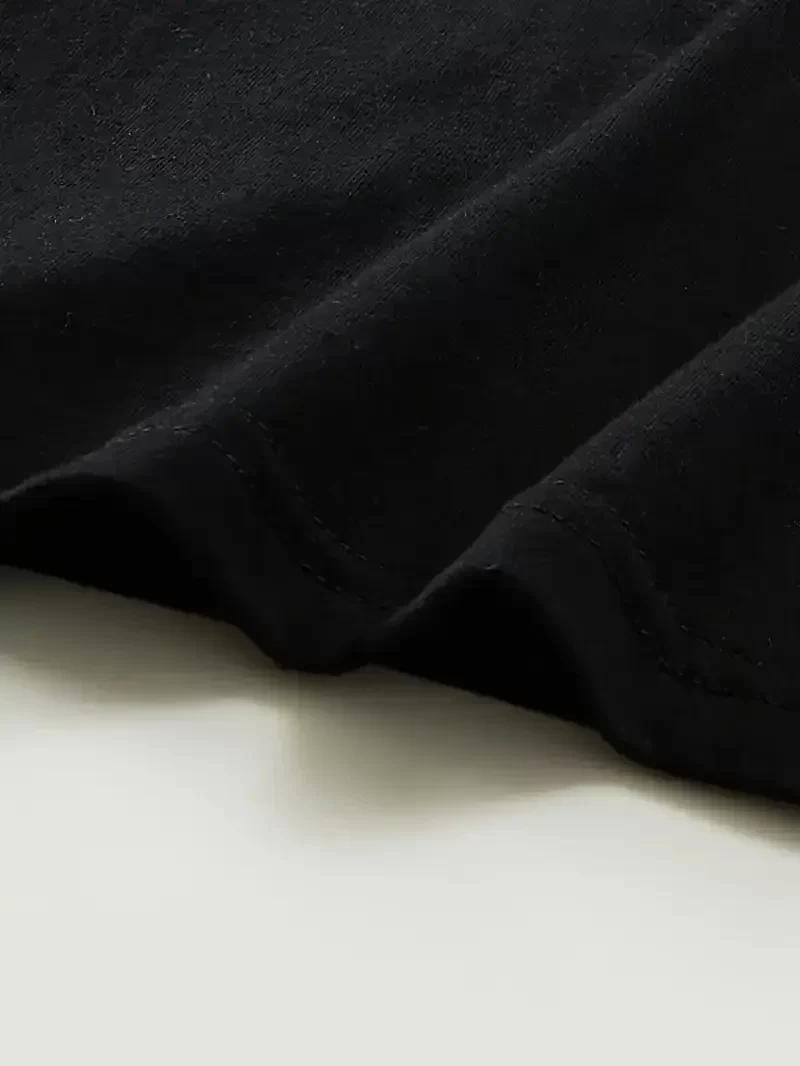 [Günlük T-Shirt] Hafif Kadın Günlük T-Shirt | Bol Kesim, Kısa Kollu, Yuvarlak Yaka, Eğlenceli Karikatür Ayı ve Umrumda Değil Baskı - Günlük Stil, İlkbahar/Yaz- Siyah
