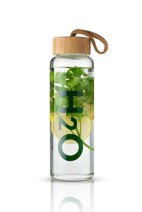 H2o Bambu Kapaklı Cam Matara - 800 ml