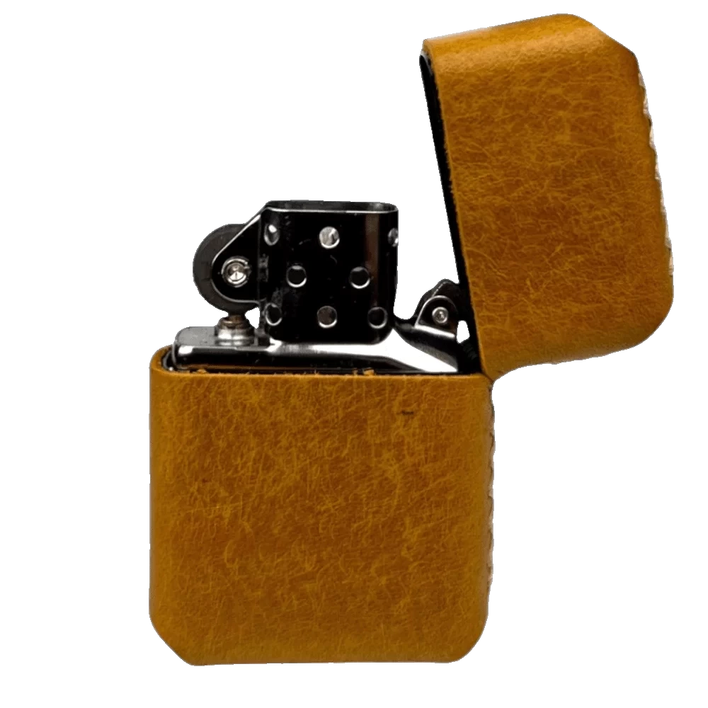 Handmade El Yapımı Hakiki Deri Zippo Modeli Çakmak - AG02001 - Camel