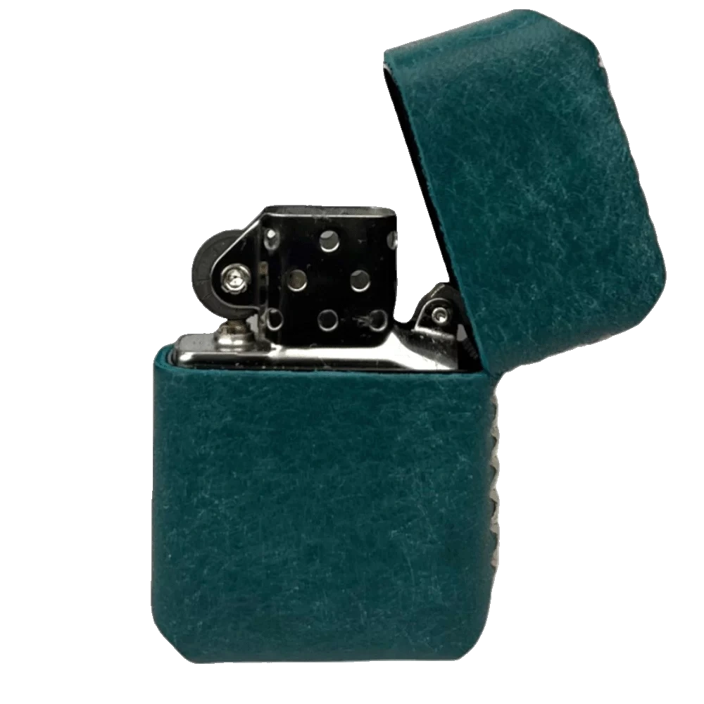 Handmade El Yapımı Hakiki Deri Zippo Modeli Çakmak - AG02001 - Petrol Yeşili