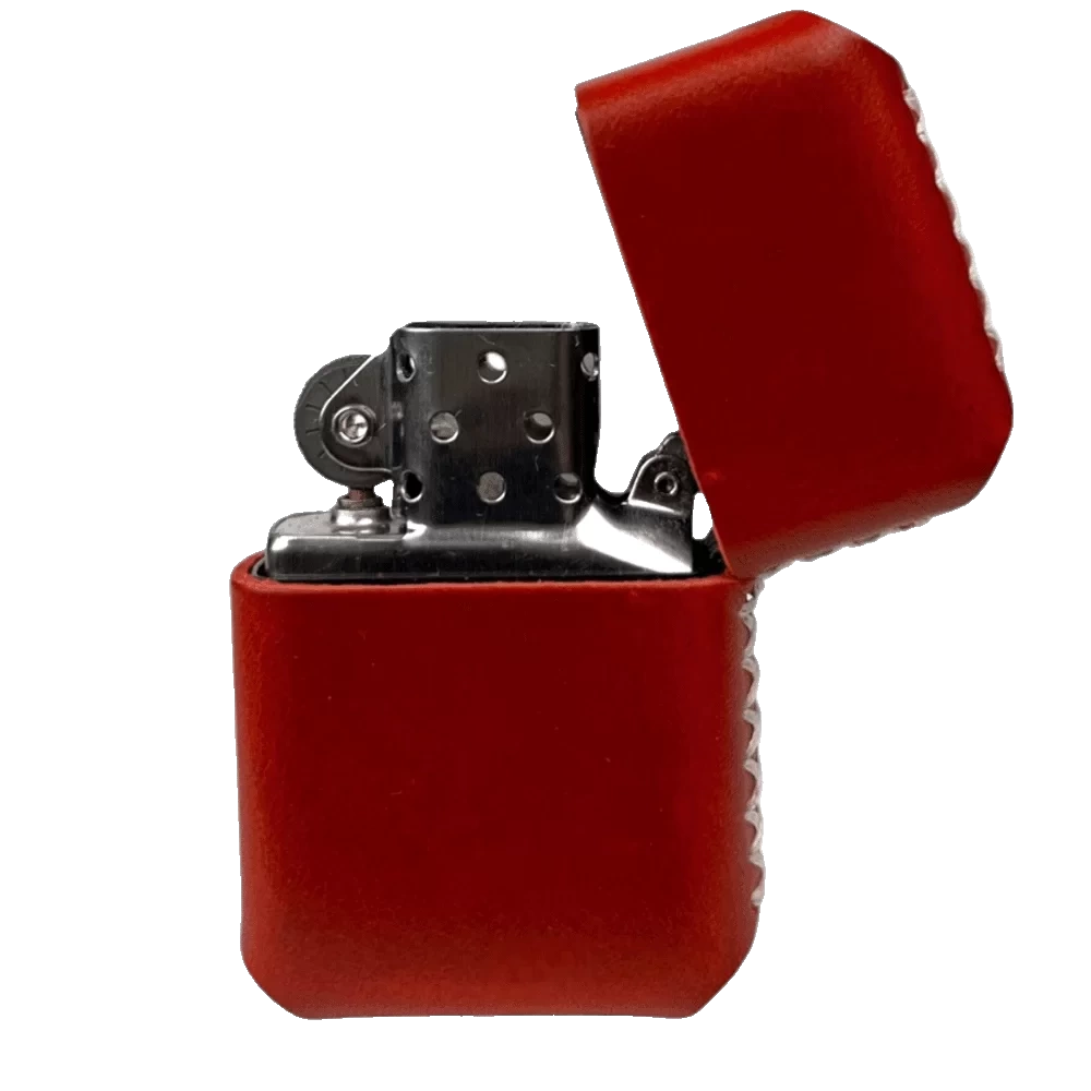 Handmade El Yapımı Hakiki Deri Zippo Modeli Çakmak - AG02001 - Kırmızı
