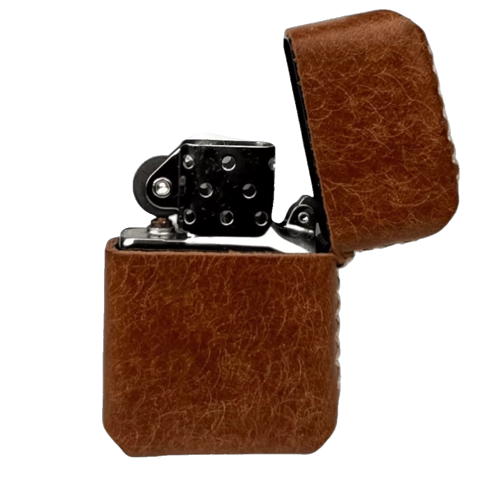 Handmade El Yapımı Hakiki Deri Zippo Modeli Çakmak - AG02001 - Kahverengi