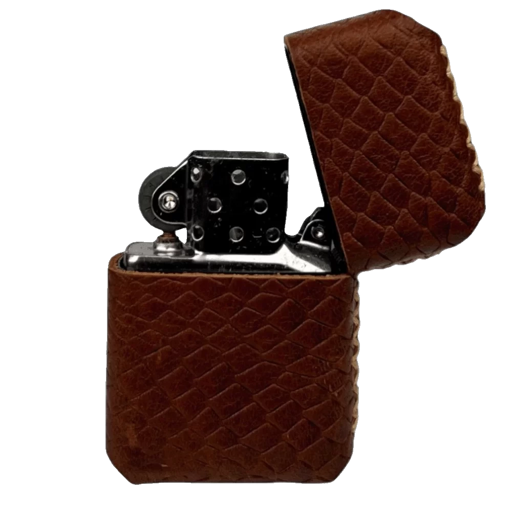 Handmade El Yapımı Hakiki Deri Zippo Modeli Çakmak - AG02001 - Taba