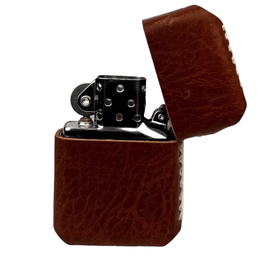 Handmade El Yapımı Hakiki Deri Zippo Modeli Çakmak - AG02001 - Tobacco