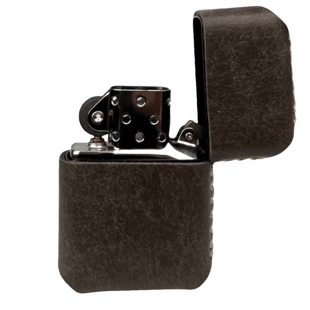 Handmade El Yapımı Hakiki Deri Zippo Modeli Çakmak - AG02001 - Koyu Vizon