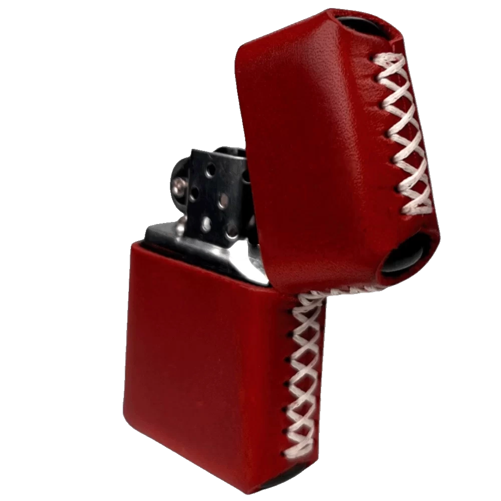 Handmade El Yapımı Hakiki Deri Zippo Modeli Çakmak - AG02001 - Kırmızı