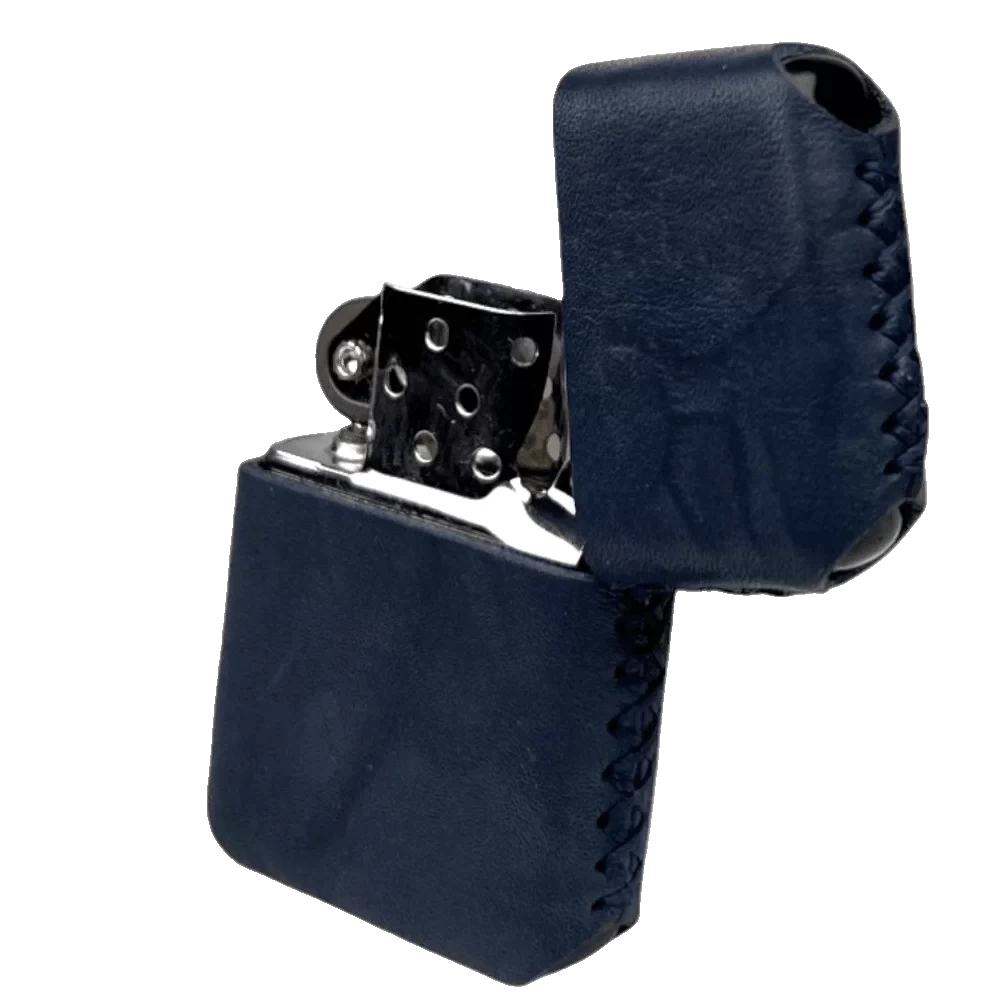 Handmade El Yapımı Hakiki Deri Zippo Modeli Çakmak - AG02001 - Lacivert