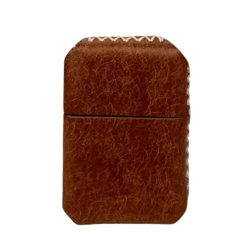 Handmade El Yapımı Hakiki Deri Zippo Modeli Çakmak - AG02001 - Kahverengi