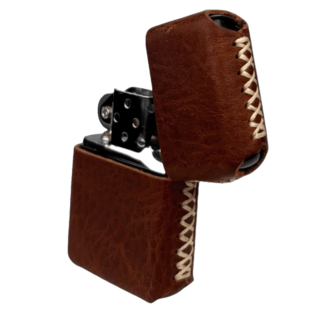 Handmade El Yapımı Hakiki Deri Zippo Modeli Çakmak - AG02001 - Tobacco