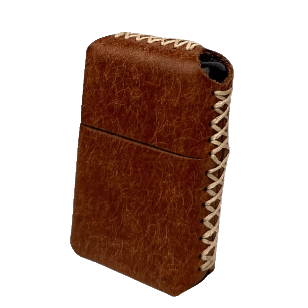 Handmade El Yapımı Hakiki Deri Zippo Modeli Çakmak - AG02001 - Kahverengi