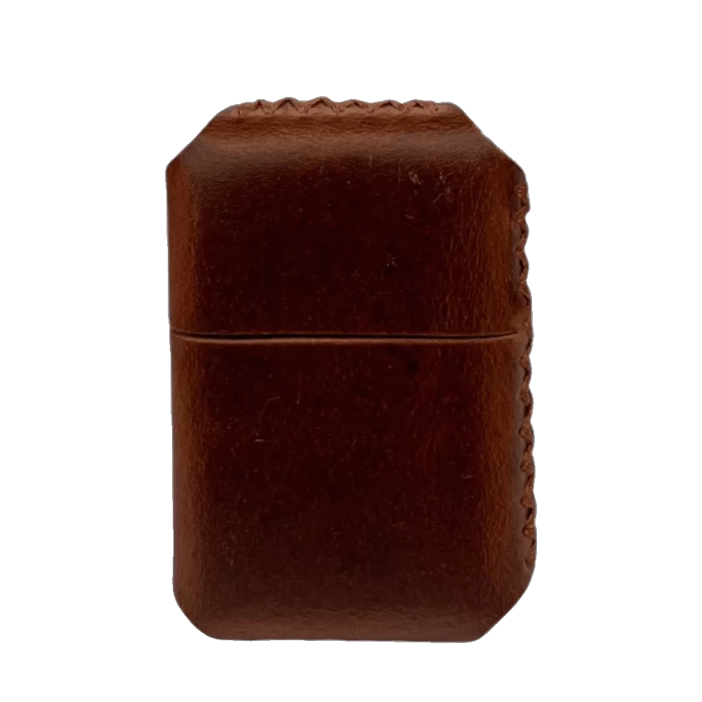 Handmade El Yapımı Hakiki Deri Zippo Modeli Çakmak - AG02001 - Koyu Kahverengi