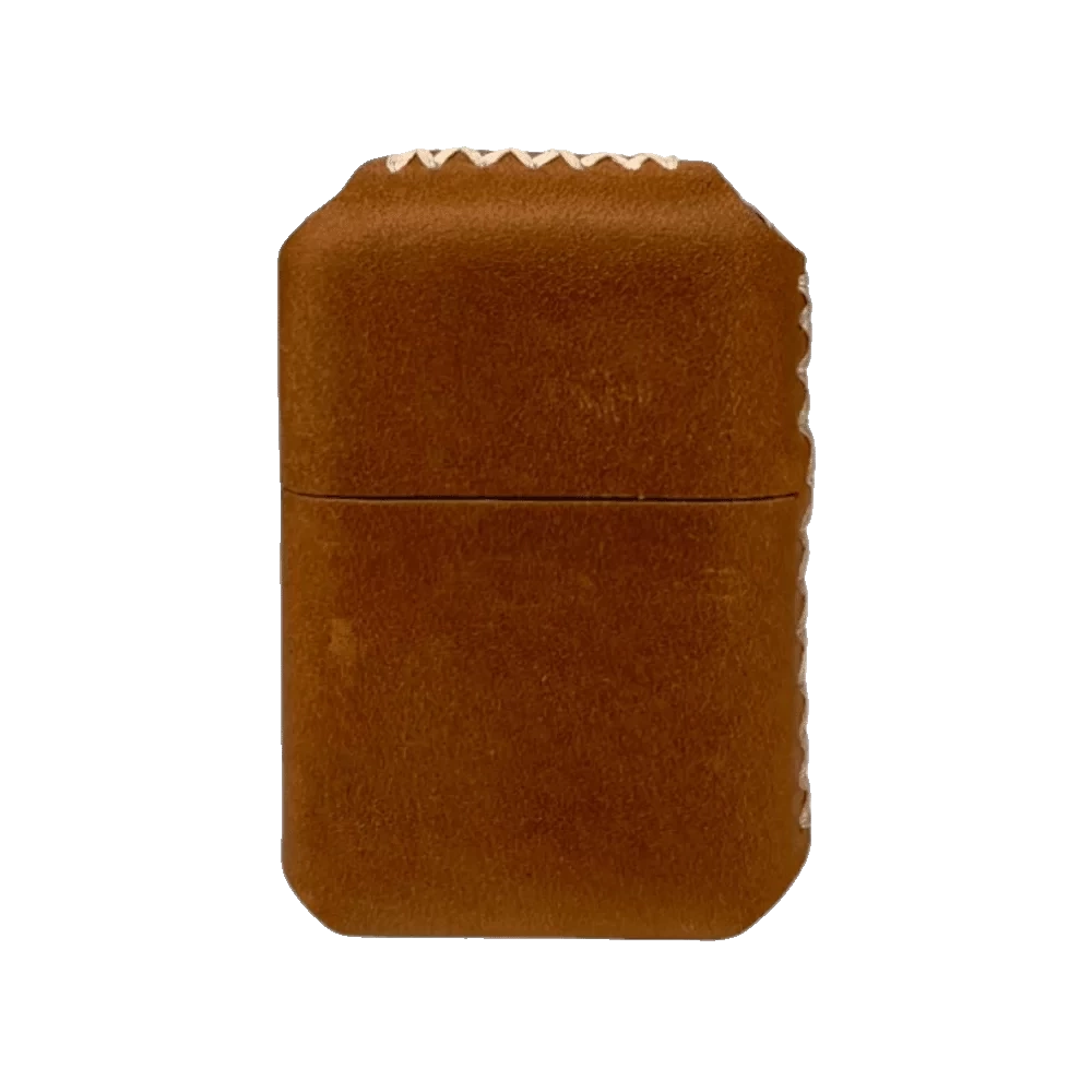 Handmade El Yapımı Hakiki Deri Zippo Modeli Çakmak - AG02001 - Açık Kahverengi