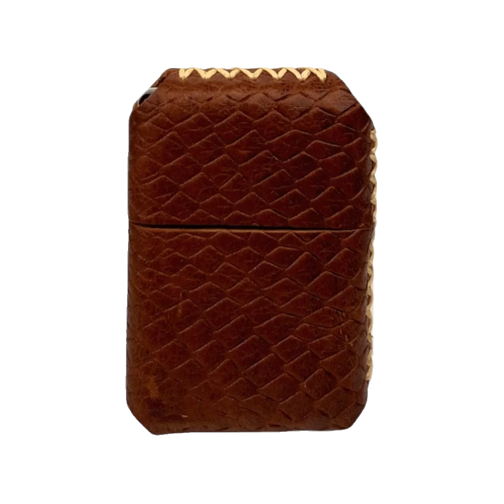 Handmade El Yapımı Hakiki Deri Zippo Modeli Çakmak - AG02001 - Taba