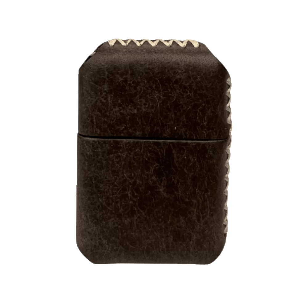 Handmade El Yapımı Hakiki Deri Zippo Modeli Çakmak - AG02001 - Koyu Vizon