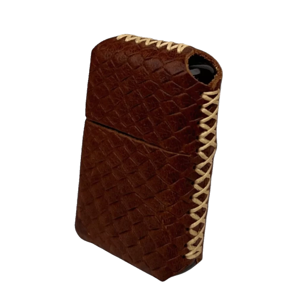 Handmade El Yapımı Hakiki Deri Zippo Modeli Çakmak - AG02001 - Taba