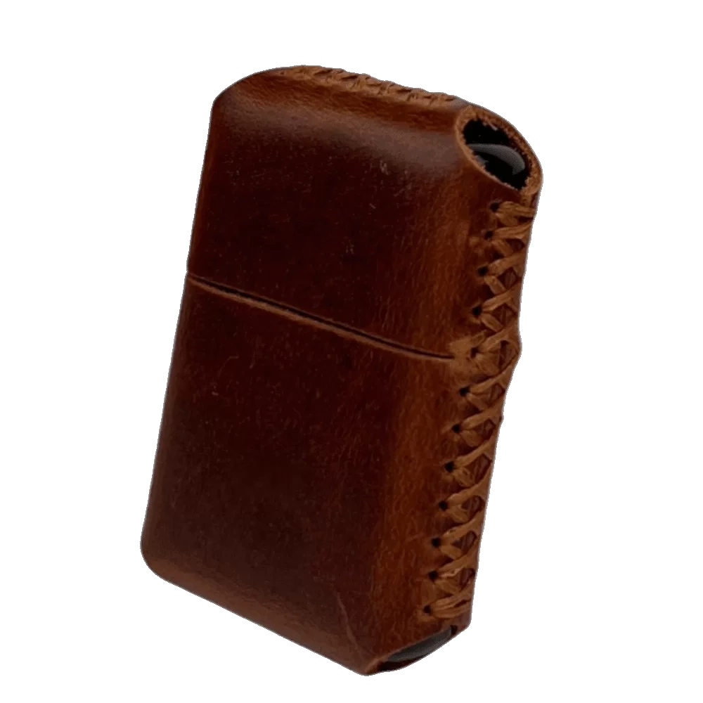 Handmade El Yapımı Hakiki Deri Zippo Modeli Çakmak - AG02001 - Koyu Kahverengi