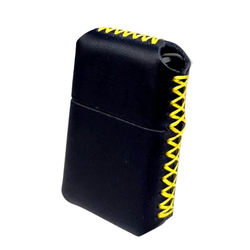 Handmade El Yapımı Hakiki Deri Zippo Modeli Çakmak - AG02001 - Lacivert Sarı