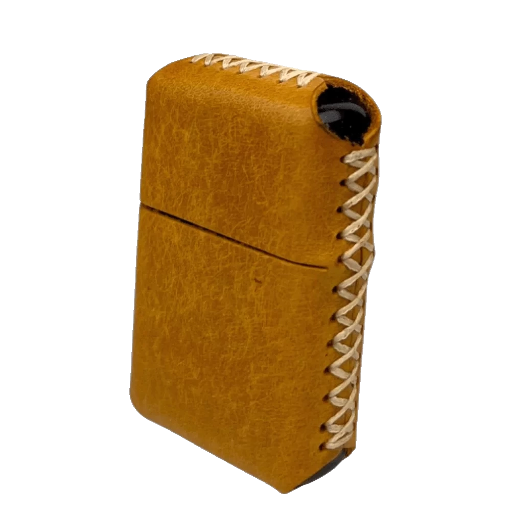 Handmade El Yapımı Hakiki Deri Zippo Modeli Çakmak - AG02001 - Camel