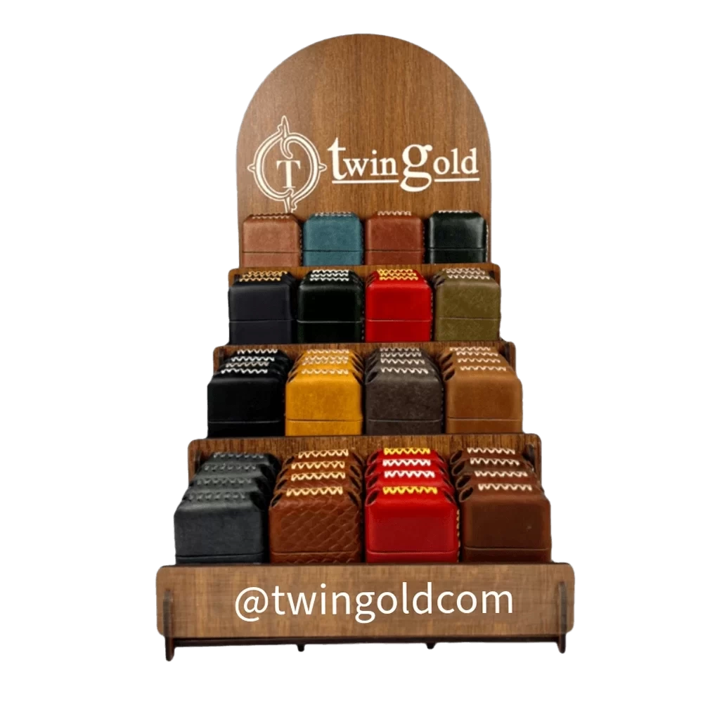 Handmade El Yapımı Hakiki Deri Zippo Modeli Çakmak - AG02001 - Lacivert Sarı