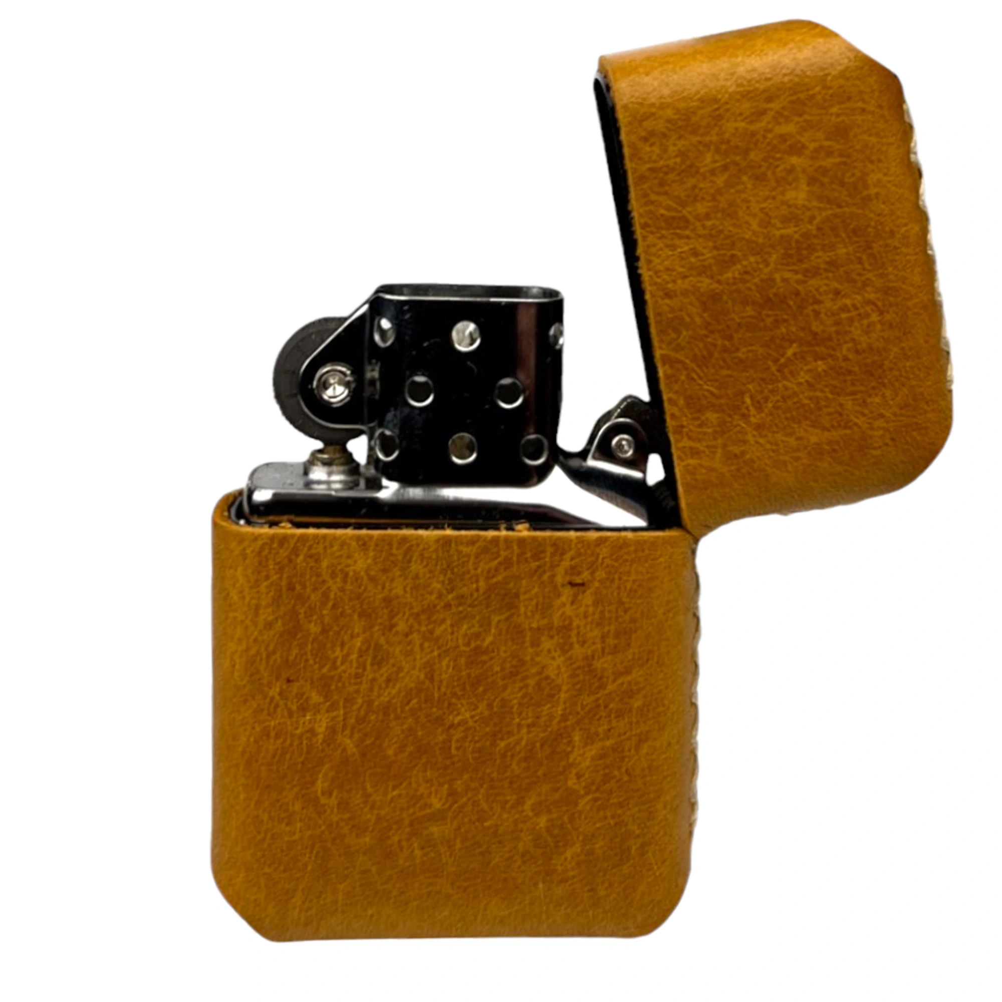 Handmade El Yapımı Hakiki Deri Zippo Modeli Çakmak - AG02001 - Camel