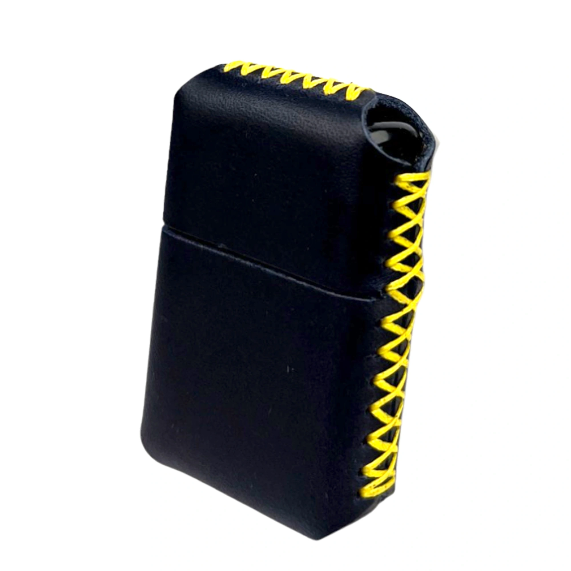 Handmade El Yapımı Hakiki Deri Zippo Modeli Çakmak - AG02001 - Lacivert Sarı