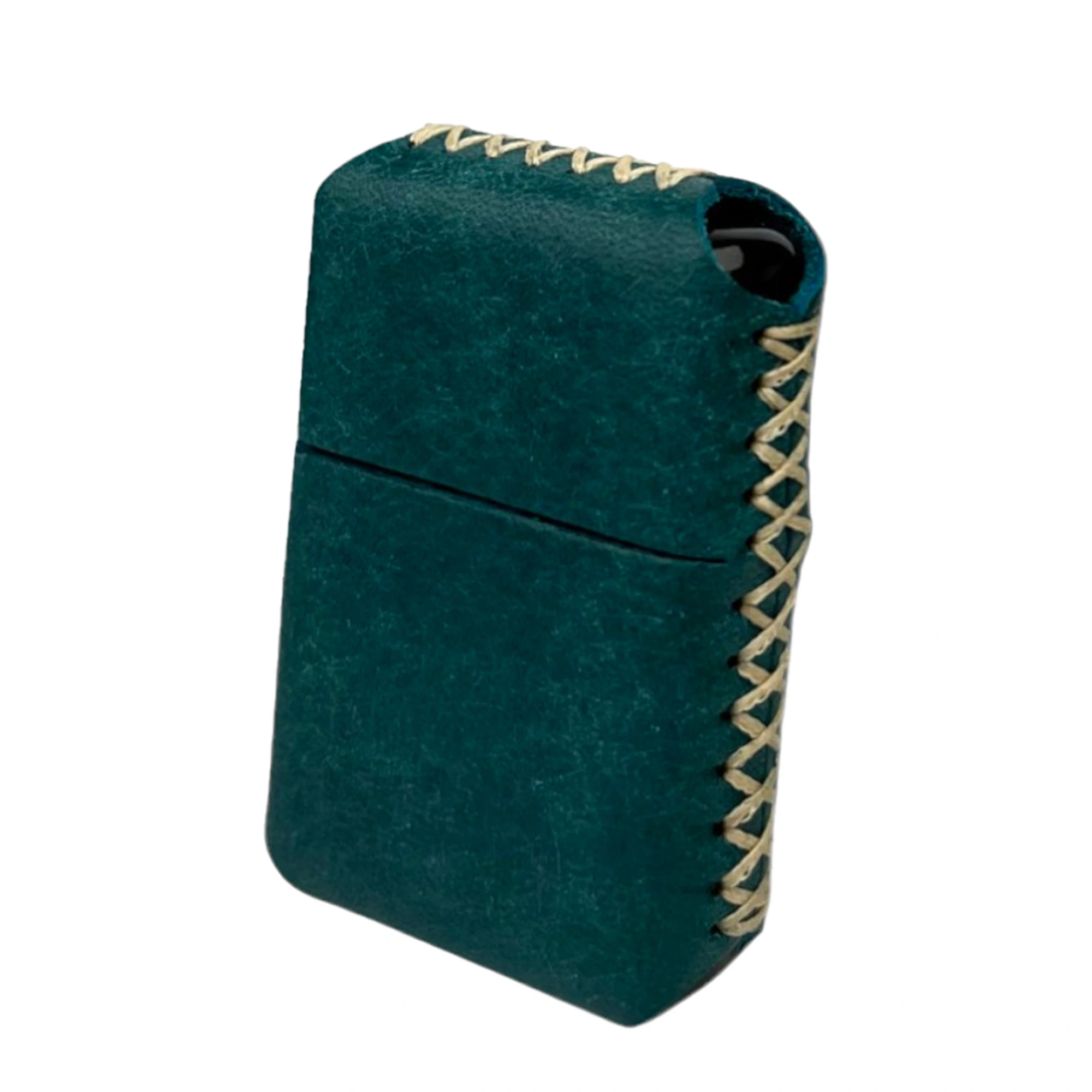 Handmade El Yapımı Hakiki Deri Zippo Modeli Çakmak - AG02001 - Petrol Yeşili