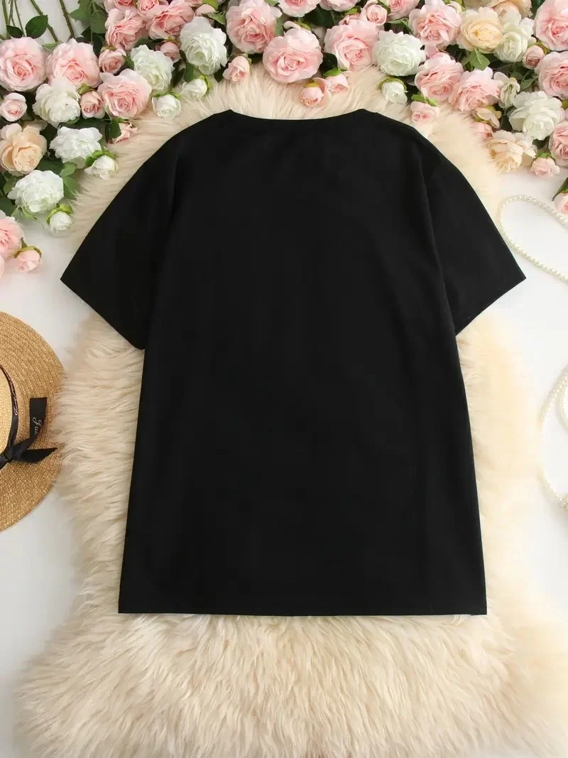 Hi, I dont care. Thanks. (Merhaba, önemli değil. Teşekkürler.) Baskılı Oversize Bisiklet Yaka T-shirt - Siyah