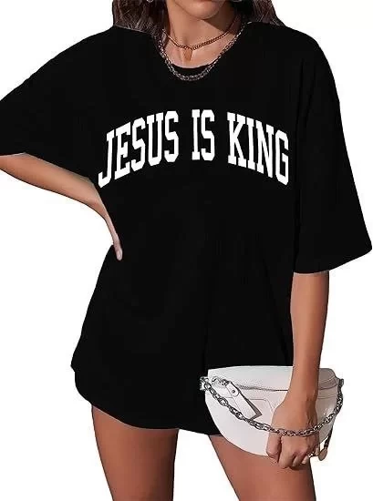 Kadın Bisiklet Yaka Kısa Kol Baskılı T-shirt - Siyah
