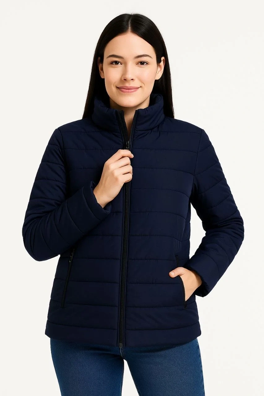 Kadın Bomber Mont Ceket – Su İtici Kumaş, Kapitone Astarlı, Fermuarlı, Kışlık - Lacivert