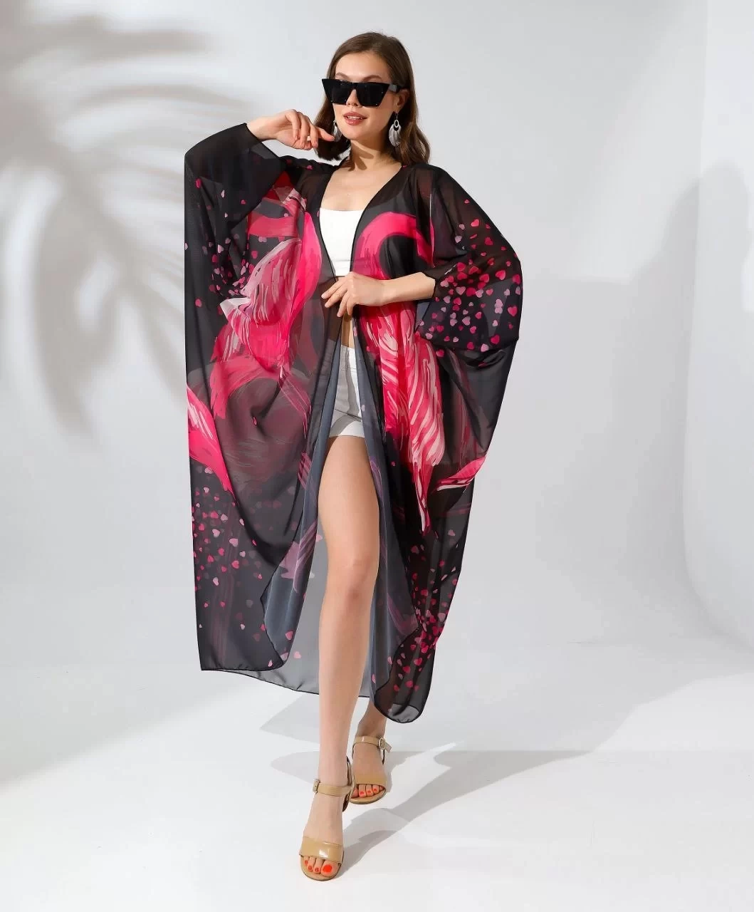 Kadın Rahat Kesim Şifon Kimono - Siyah