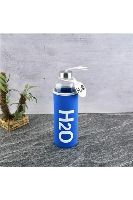 Kılıflı Cam Matara - 1000 ml - Mavi