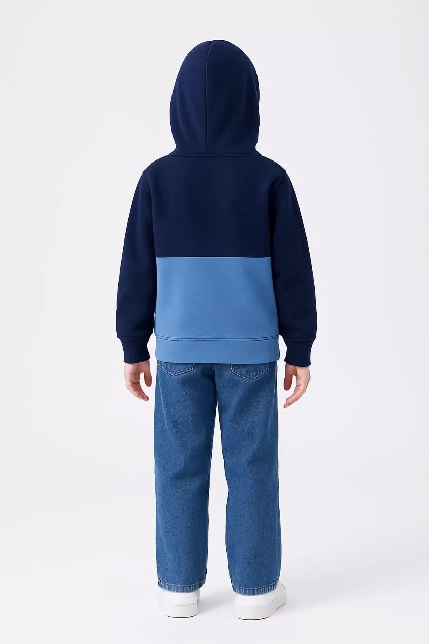 Kız Çocuk Kapüşonlu Kanguru Çepli Parçalı SweatShirt - Renkli
