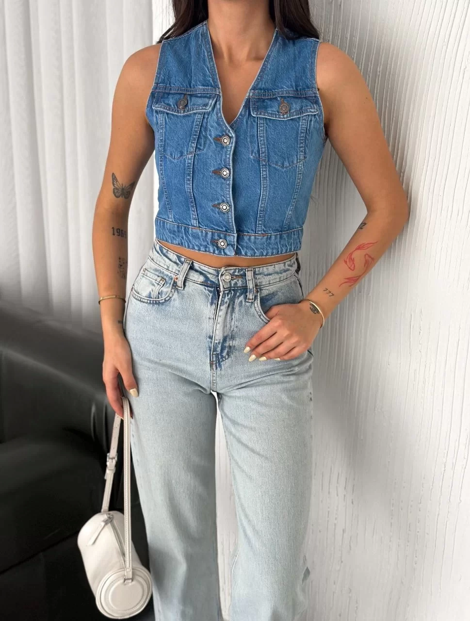 Kot Jeans Kadın Yelek - Mavi