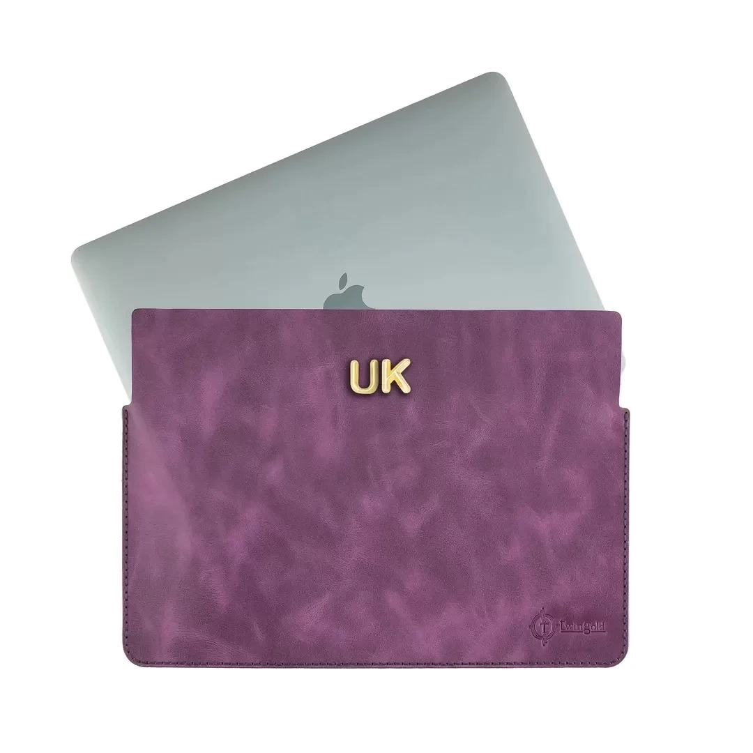 İsme Özel Macbook Kılıfı - %100 Rainbow Deri - ET02002 - Mor