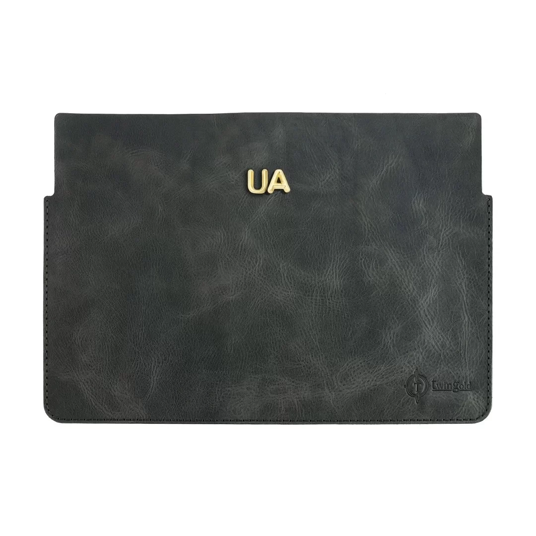 İsme Özel Macbook Kılıfı - %100 Rainbow Deri - ET02002 - Antrasit