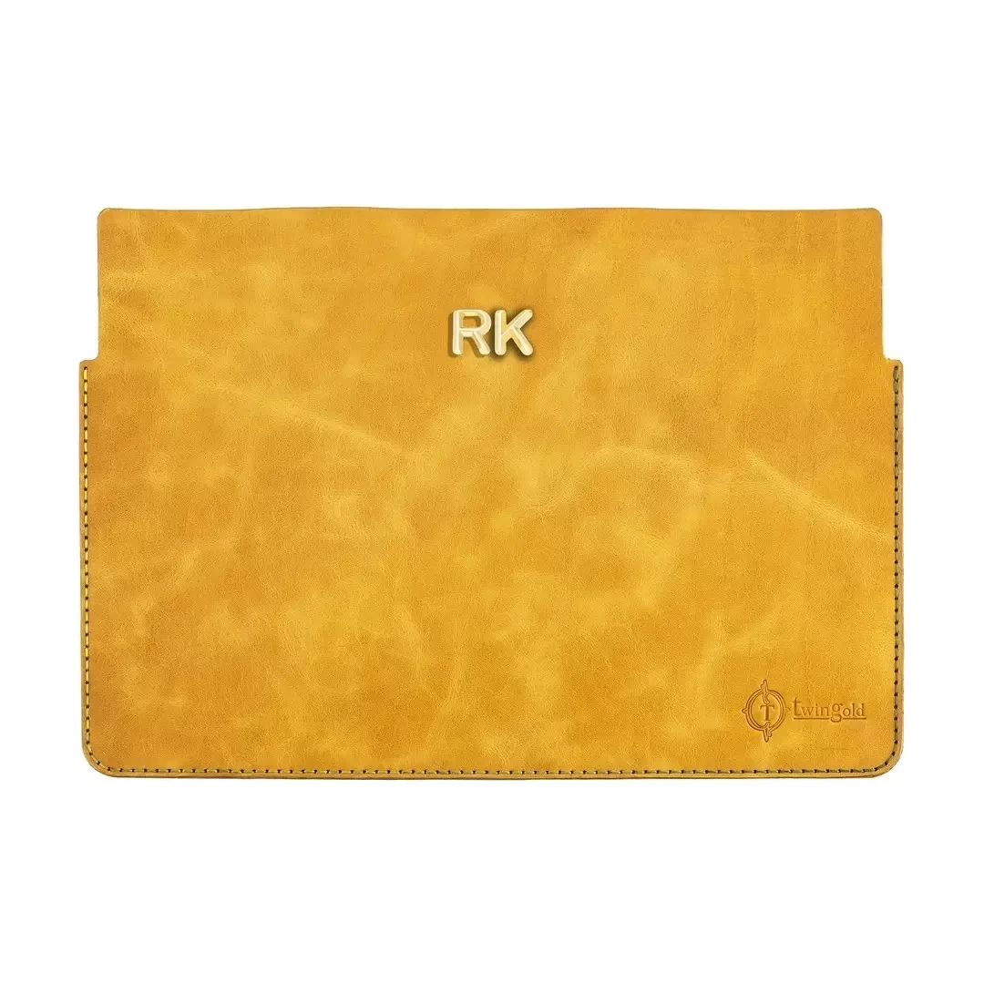 İsme Özel Macbook Kılıfı - %100 Rainbow Deri - ET02002 - Hardal Sarısı