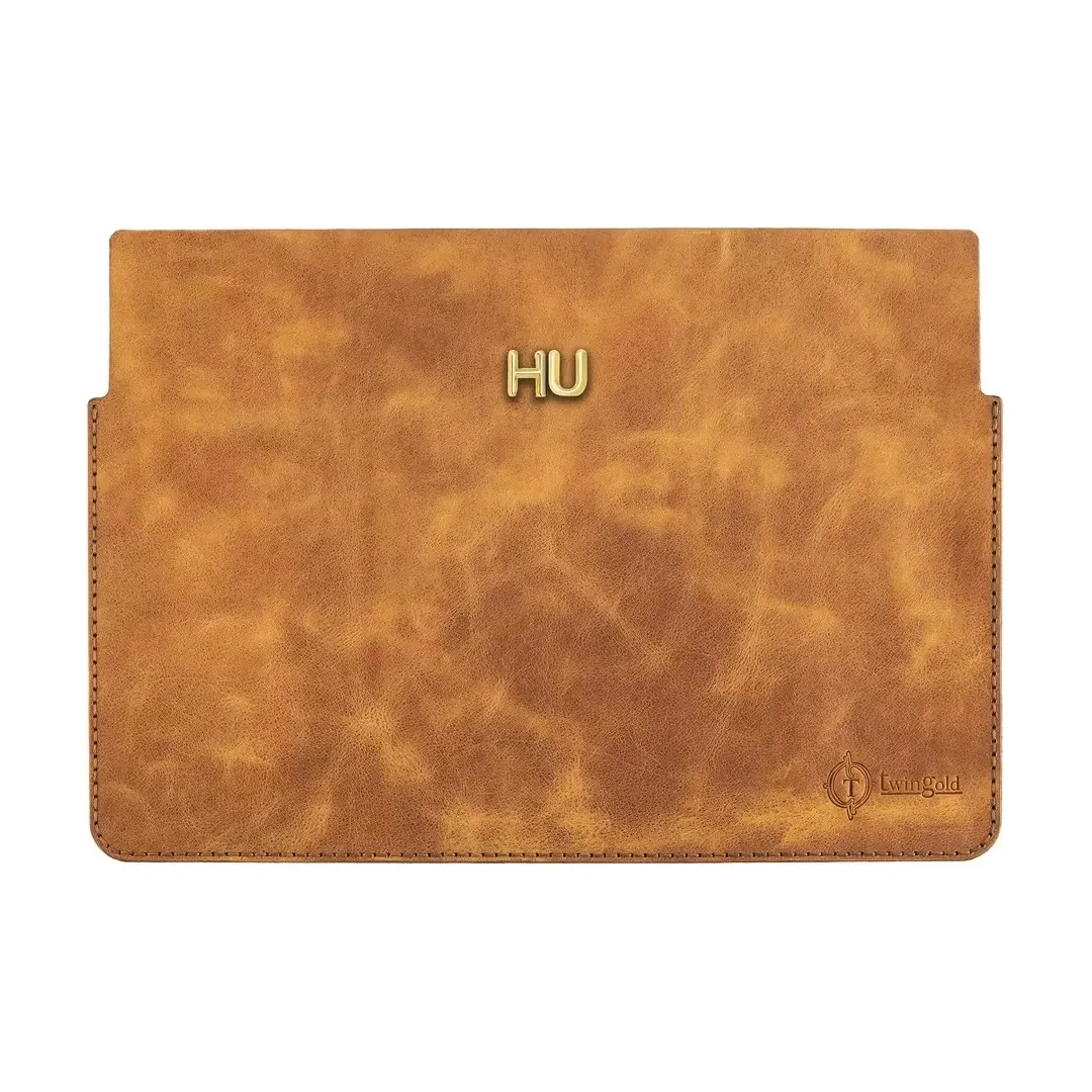 İsme Özel Macbook Kılıfı - %100 Rainbow Deri - ET02002 - Camel