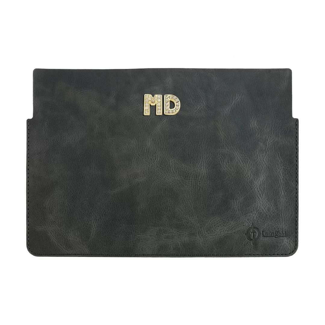 İsme Özel Macbook Kılıfı - %100 Rainbow Deri - ET02002 - Antrasit