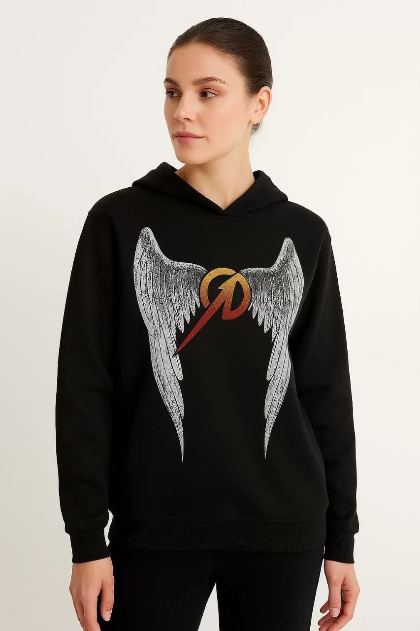 Metallica İki İplik Kapüşonlu Ön ve Arka Baskılı hoodie - Siyah