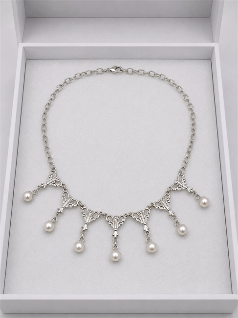 Minik İnci Detaylı Vintage Gerdanlık Kolye