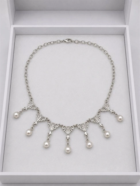 Minik İnci Detaylı Vintage Gerdanlık Kolye