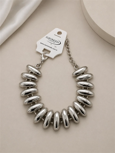 Oval Baklalı Gümüş Renk Bileklik