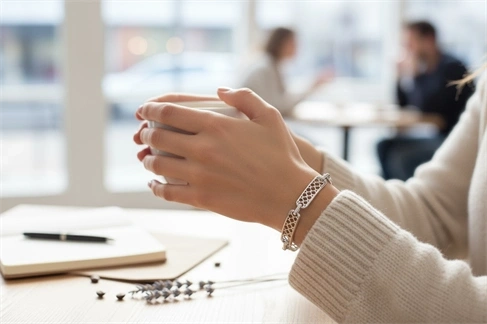 ÖZEL TASARIMLI GÜMÜŞ KAPLAMALI ZİNCİR BİLEKLİK