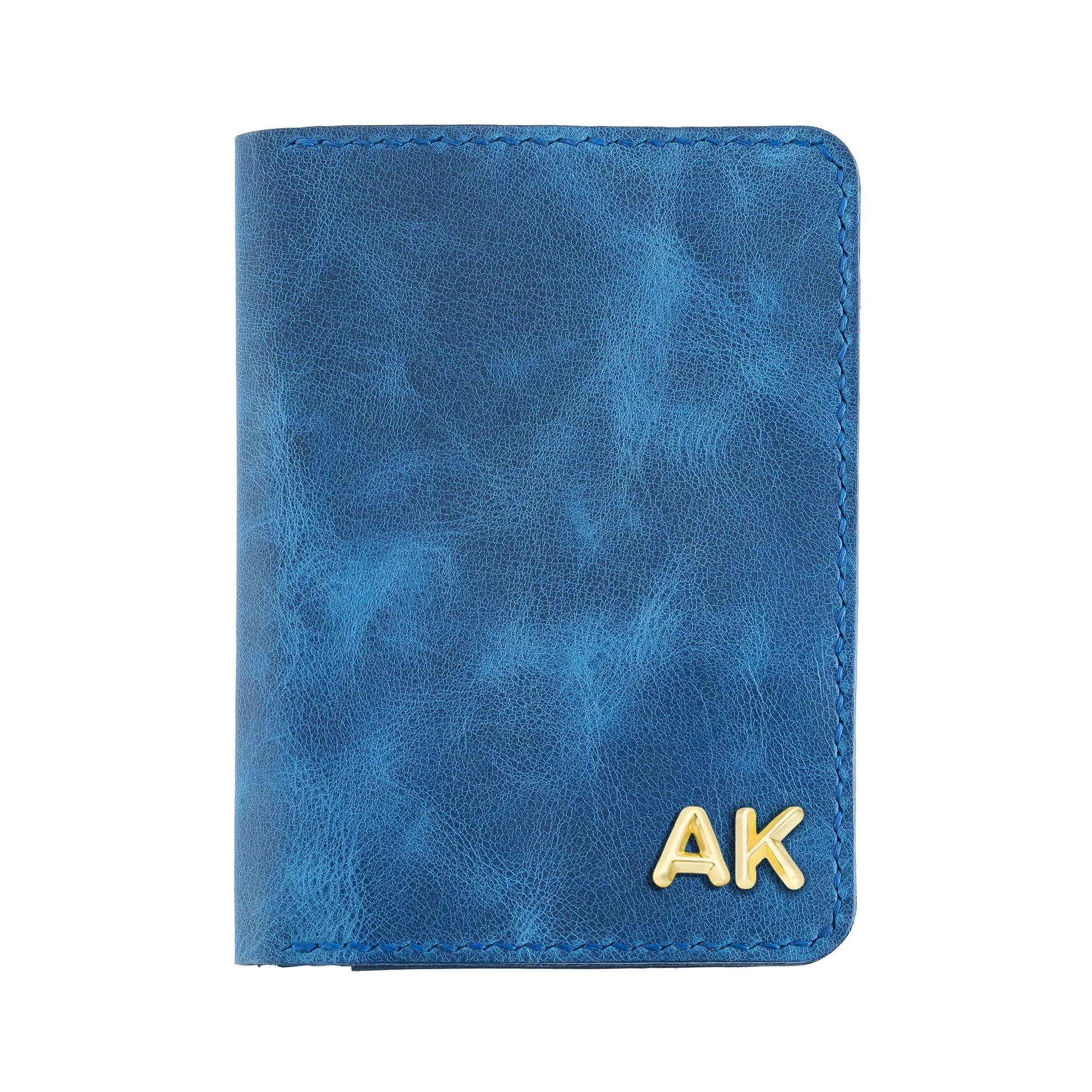 İsme Özel Pasaport Kılıfı - %100 Rainbow Deri - AK02003 - Saks Mavisi