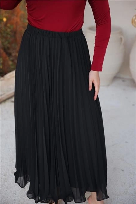 Pliseli Etek - (38-46) - 71262 - Siyah