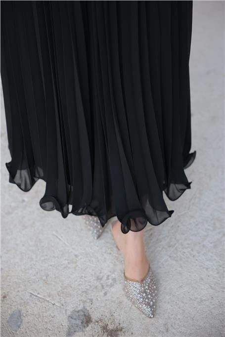 Pliseli Etek - (38-46) - 71262 - Siyah